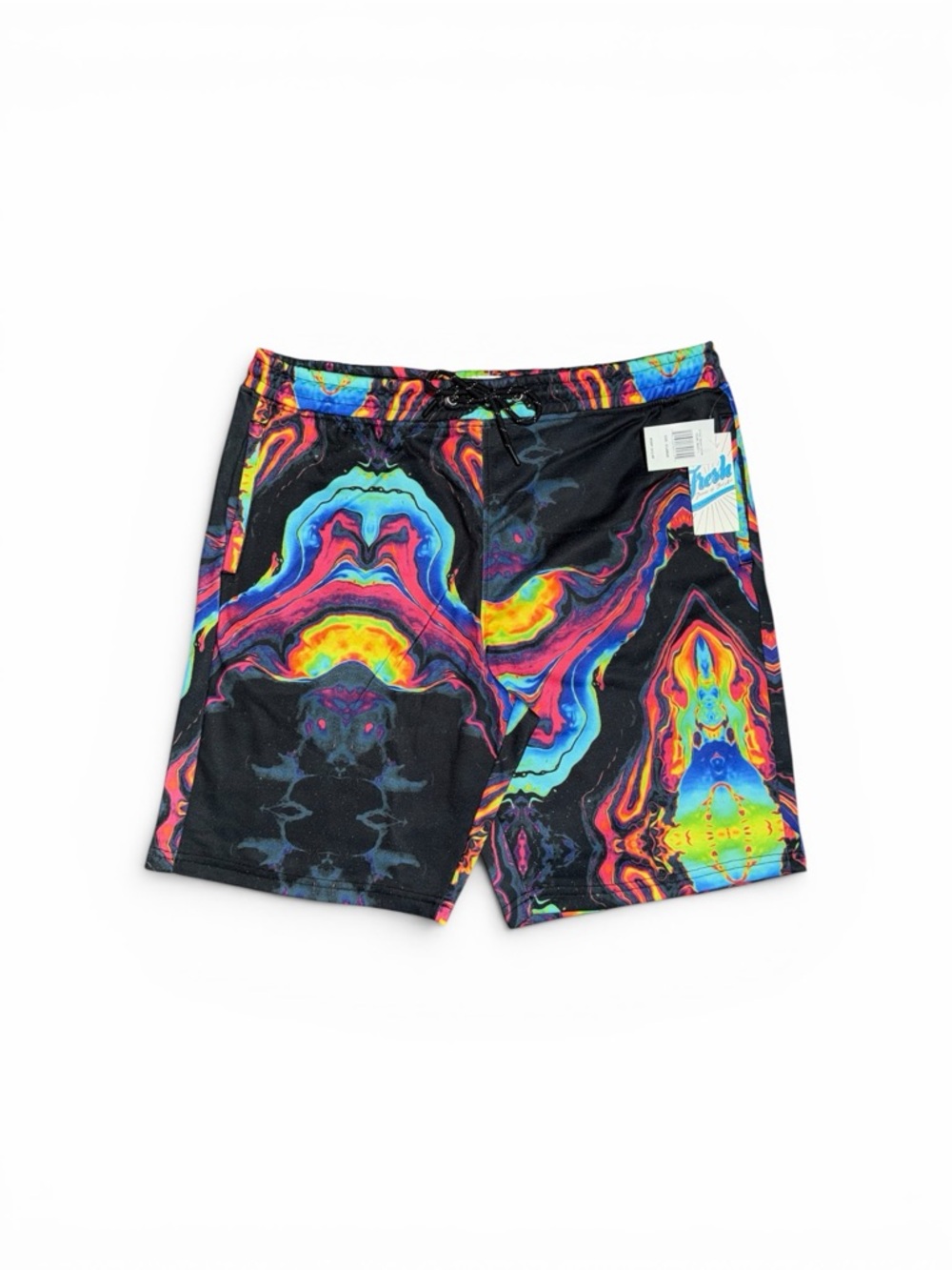 NWT Neon Marble Swim Shorts Men’s Black Psychedelic Board Shorts